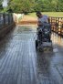 Cow feed pad concrete being straight grooved